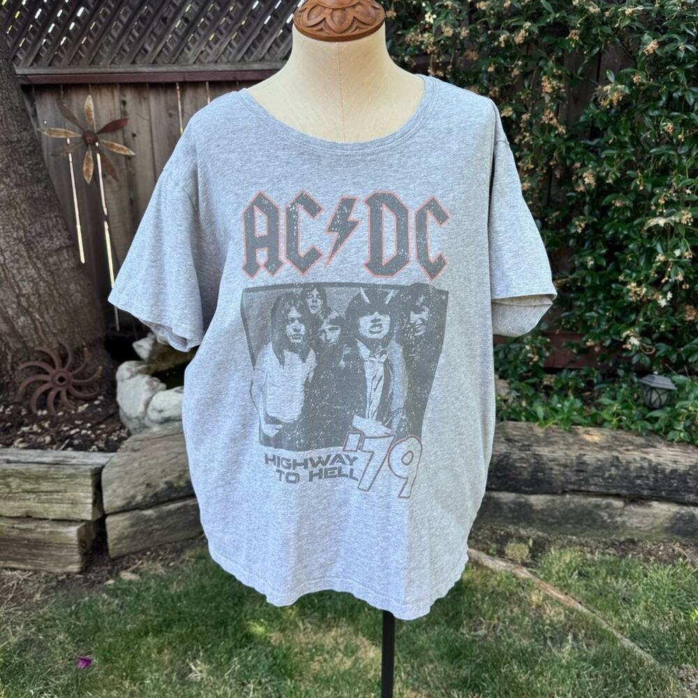 AC/DC Highway To Hell '79 T-shirt Gray Graphic Tee Men's Size XL